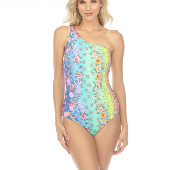 Johnny Was Ombre One Shoulder One Piece Swimsuit NWT - Picture 1 of 5